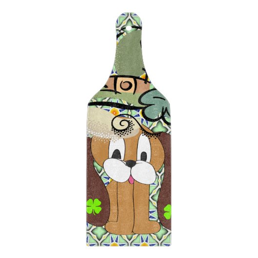 Happy St. Patrick's Day Glass Cutting Board Hund Schneidebrett (Vorderseite)