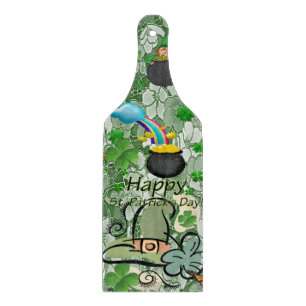 Happy St. Patrick's Day Glass Cutting Board Schneidebrett