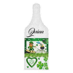 Happy St. Patrick's Day Glass Cutting Board Schneidebrett