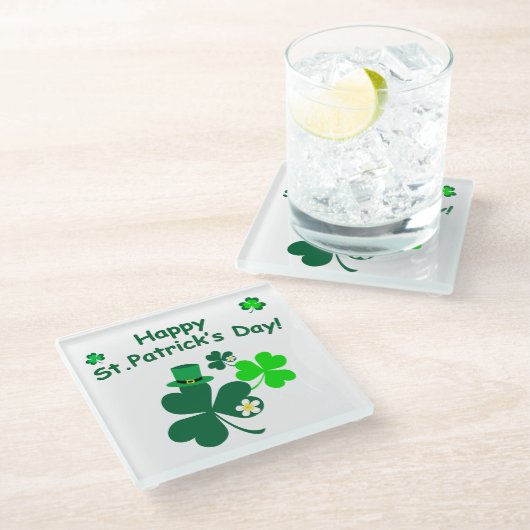 Happy St. Patrick's Day Glasuntersetzer (Schrägansicht)