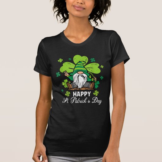 Happy St. Patrick's Day Gnome Kleeblatt T-Shirt (Vorderseite)