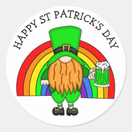 Happy St Patrick's Day | Gnome Leprechaun Runder Aufkleber