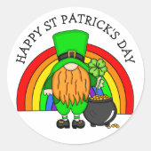 Happy St Patrick's Day | Gnome Leprechaun Runder Aufkleber (Vorderseite)