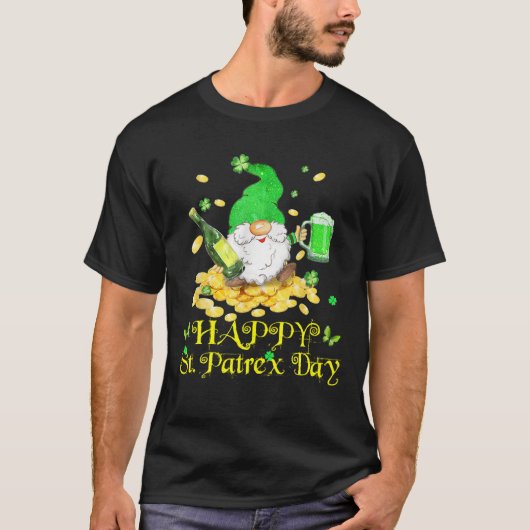 Happy St. Patrick's Day Gnomes essen Drink Green B T-Shirt (Vorderseite)
