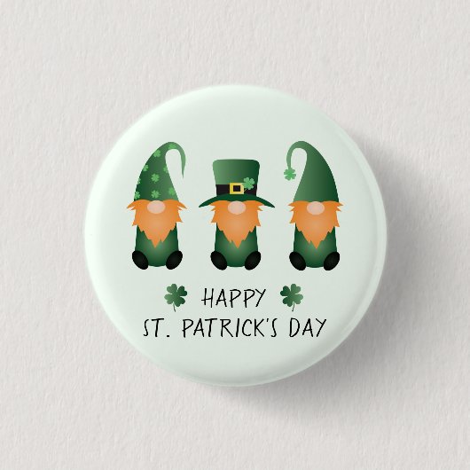 Happy St Patricks Day Gnomes Green Button (Vorderseite)