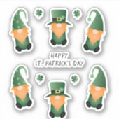 Happy St Patricks Day Gnomes Green Orange Aufkleber (Vorderseite)
