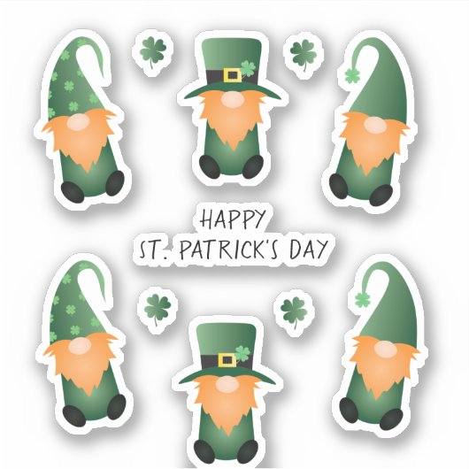 Happy St Patricks Day Gnomes Green Orange Aufkleber (Vorderseite)