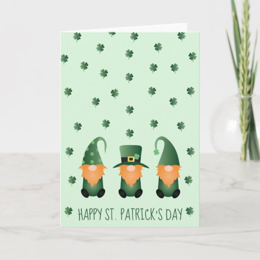 Happy St Patricks Day Gnomes Green Orange Karte (Vorderseite)