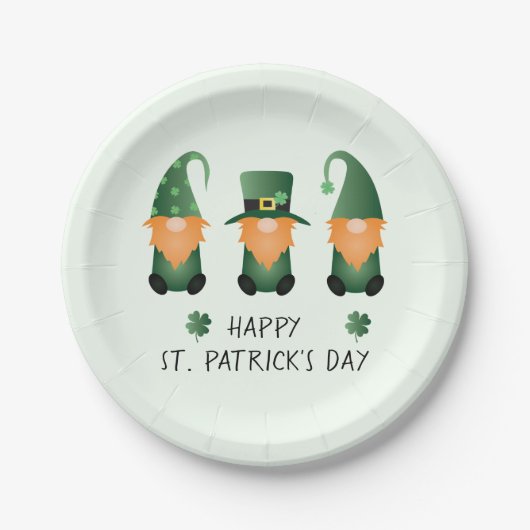 Happy St Patricks Day Gnomes Green Orange Pappteller (Vorderseite)
