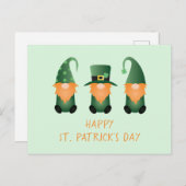 Happy St Patricks Day Gnomes Green Orange Postcard Postkarte (Vorne/Hinten)