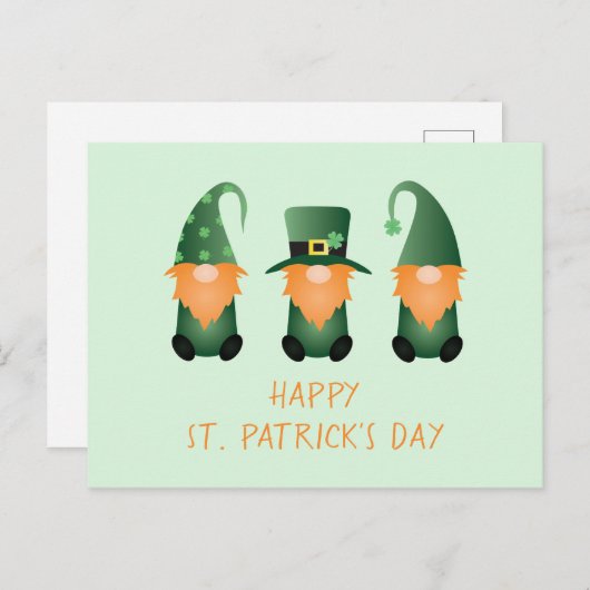 Happy St Patricks Day Gnomes Green Orange Postcard Postkarte (Vorne/Hinten)