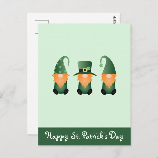 Happy St Patricks Day Gnomes Green Orange Postkarte (Vorne/Hinten)