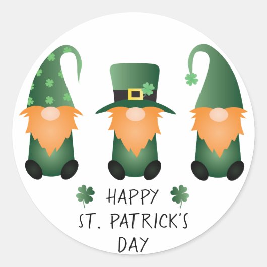 Happy St Patricks Day Gnomes Green Orange Runder Aufkleber (Vorderseite)