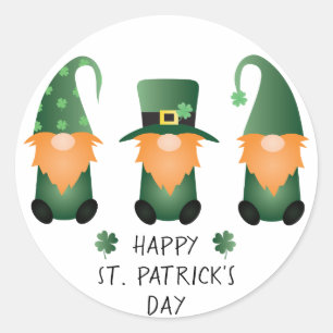 Happy St Patricks Day Gnomes Green Orange Runder Aufkleber
