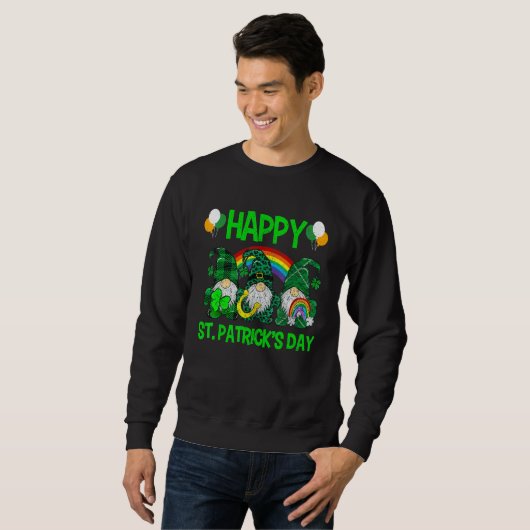 Happy St Patricks Day Gnomes Leopard Irish Shamroc Sweatshirt (Vorne ganz)