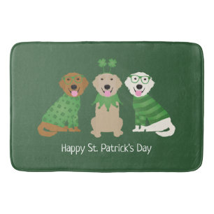 Happy St Patricks Day Golden Retriever Hunde Badematte