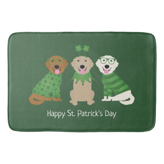 Happy St Patricks Day Golden Retriever Hunde Badematte (Vorderseite)