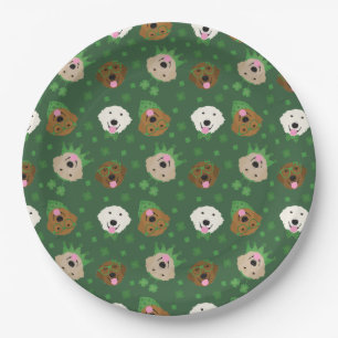 Happy St Patricks Day Golden Retriever Hunde Pappteller