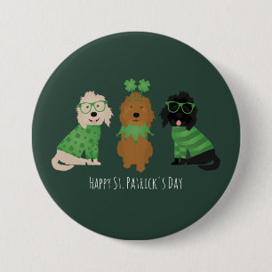 Happy St Patricks Day Goldendoodle Hunde Button