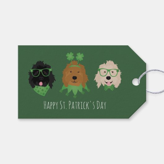 Happy St Patricks Day Goldendoodle Hunde Geschenkanhänger (Vorderseite (Horizontal))