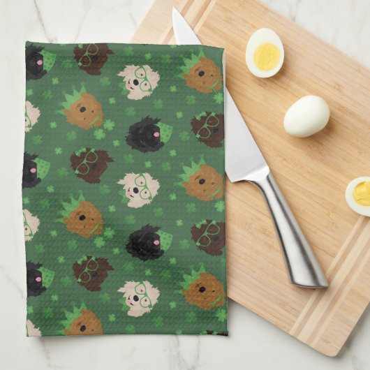 Happy St Patricks Day Goldendoodle Hunde Geschirrtuch (Viertel Falte)