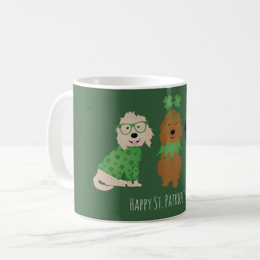 Happy St Patricks Day Goldendoodle Hunde Kaffeetasse (Vorderseite Links)