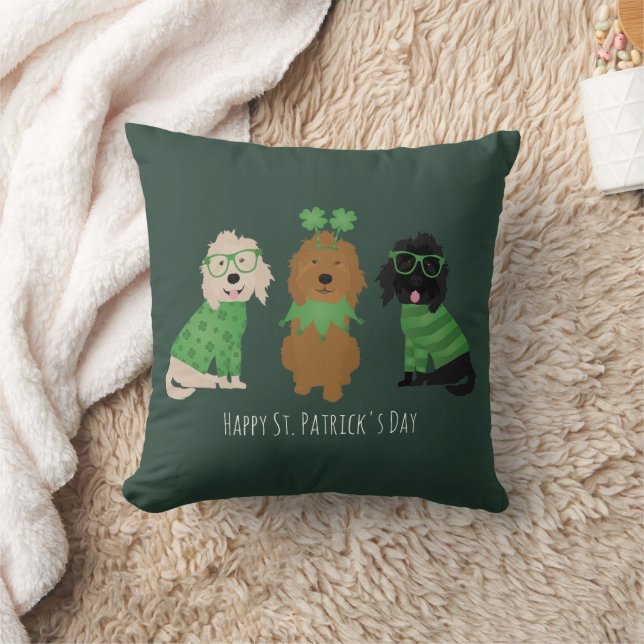 Happy St Patricks Day Goldendoodle Hunde Kissen (Decke)