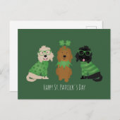 Happy St Patricks Day Goldendoodle Hunde Postkarte (Vorne/Hinten)