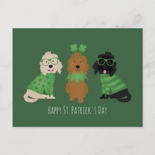 Happy St Patricks Day Goldendoodle Hunde Postkarte (Vorderseite)
