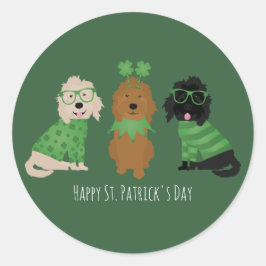 Happy St Patricks Day Goldendoodle Hunde Runder Aufkleber