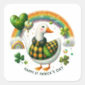 Happy St. Patrick's Day Goose Quadratischer Aufkleber (Vorderseite)