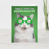 Happy St. Patrick's Day Grandtochter Cat Spaß Karte (Vorderseite)