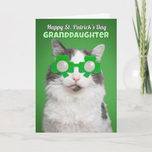 Happy St. Patrick's Day Grandtochter Cat Spaß Karte
