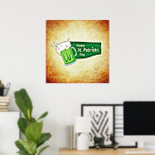 Happy St. Patrick's Day Green Beer Square Poster (Heimbüro)
