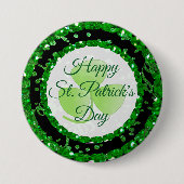 Happy St Patrick's Day Green Black Confetti Button (Vorderseite)