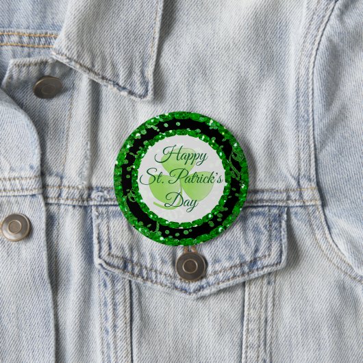 Happy St Patrick's Day Green Black Confetti Button (Beispiel)
