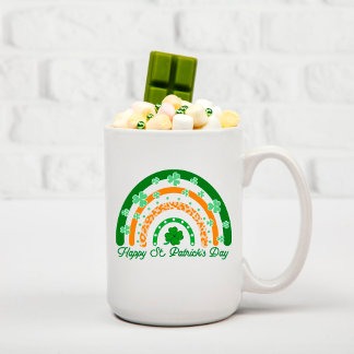 Happy St. Patrick's Day Green Clover Boho Rainbow Kaffeetasse