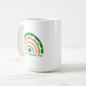 Happy St. Patrick's Day Green Clover Boho Rainbow Kaffeetasse (Vorderseite Links)