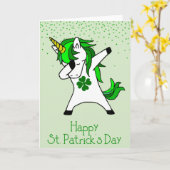 Happy St. Patrick's Day Green Dabbing Unicorn Karte (Gelbe Blume)