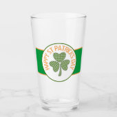 Happy St Patrick's Day Green Gingham Kleeblatt Glas (Vorderseite)
