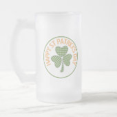 Happy St Patrick's Day Green Gingham Kleeblatt Mattglas Bierglas (Links)