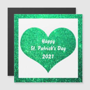 Happy St Patrick's Day Green Glitzer Niedliches He Magnetkarte