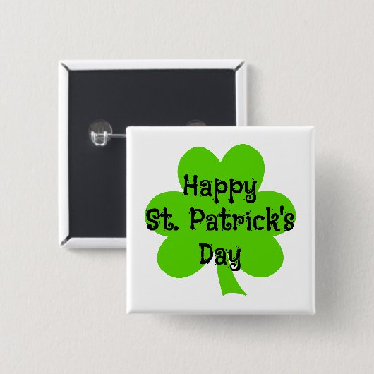 Happy St. Patrick's Day Green Kleeblatt Button (Vorne & Hinten)