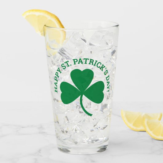Happy St. Patrick's Day Green Kleeblatt Leaf Glas (Vorderseite Ice)