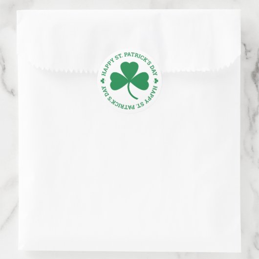 Happy St. Patrick's Day Green Kleeblatt Leaf Runder Aufkleber (Tasche)
