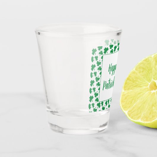 Happy St. Patricks Day Green Kleeblatt Muster Schnapsglas (Links)