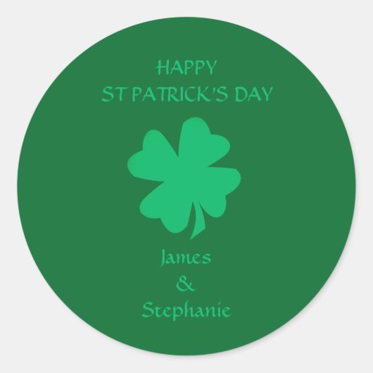 Happy St Patrick's Day Green Kleeblatt Name 2024 Runder Aufkleber (Vorderseite)