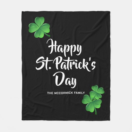 Happy St Patricks Day Green Kleeblatt Personalisie Fleecedecke (Vorderseite)