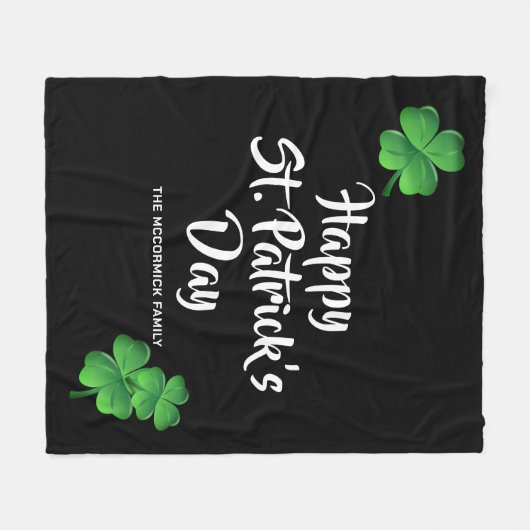 Happy St Patricks Day Green Kleeblatt Personalisie Fleecedecke (Vorderseite (Horizontal))
