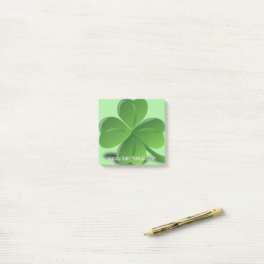 Happy St. Patricks Day Green Kleeblatt Post-it Klebezettel (Auf Schreibtisch)